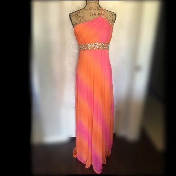 open lace back dress Orange Flower Straps Embroidery A-line Knee-Length Prom Dress main image 1